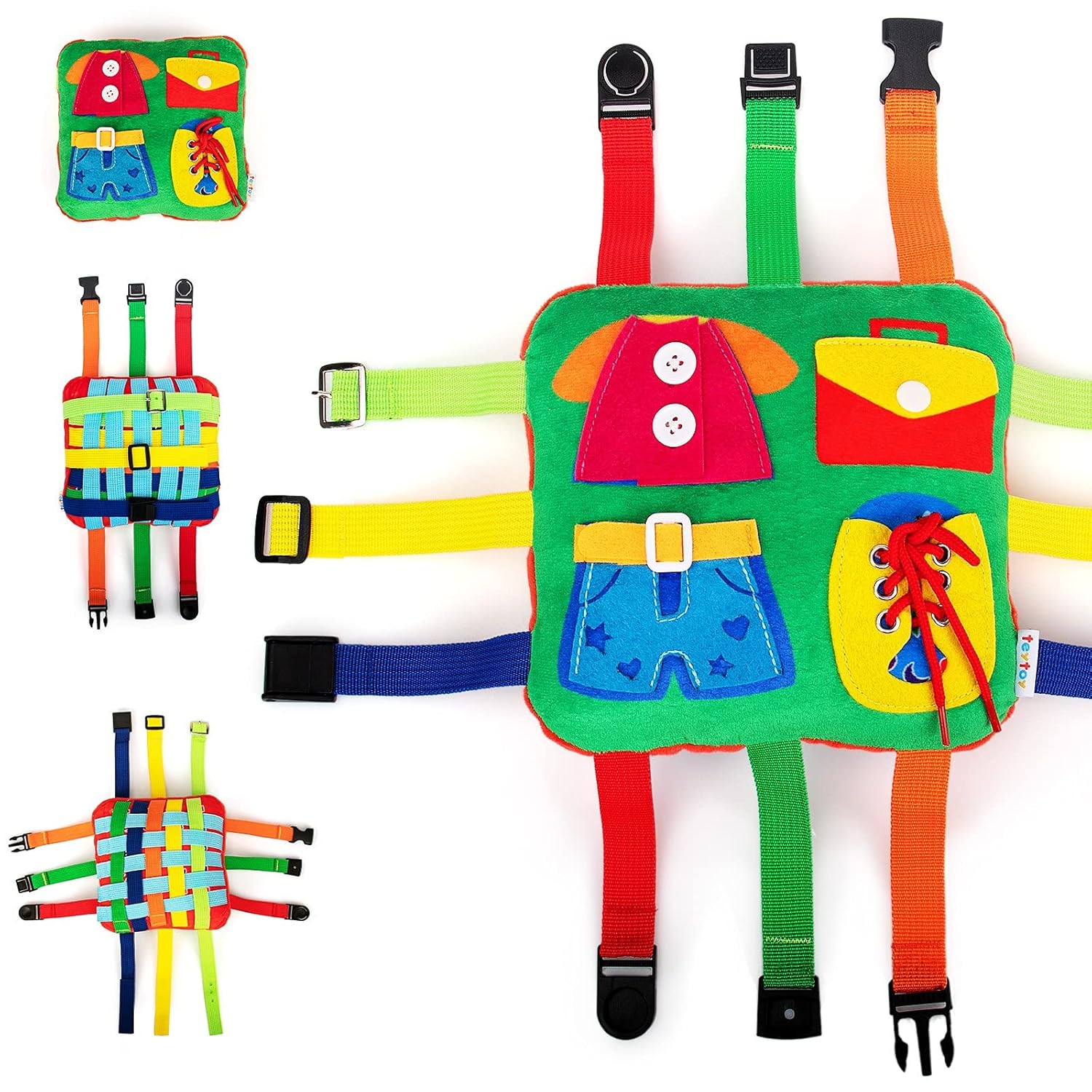 Oarifun Buckle Pillow Toys for Toddlers, Sensory Buckle Pillow Fine