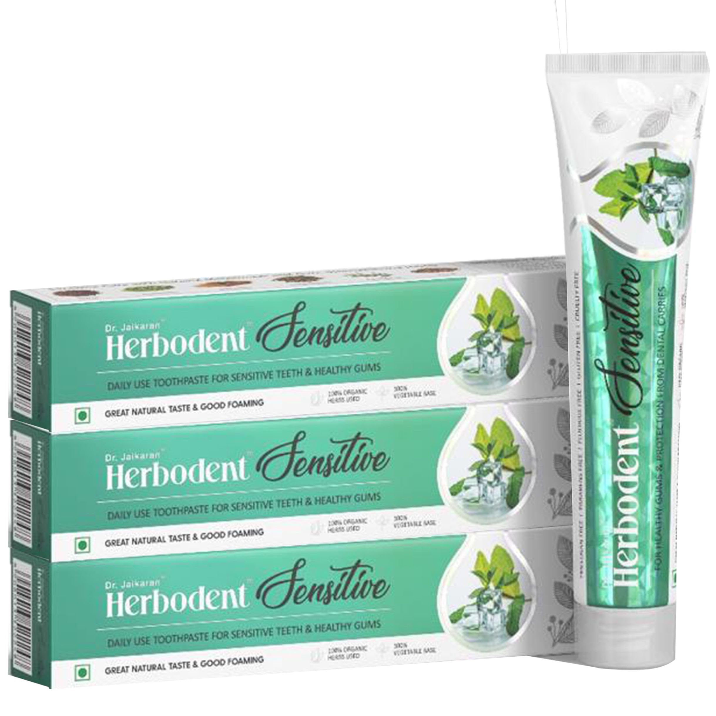 Sensitive Toothpaste, 100g Pack of 3 | for Enamel Repair & Cavity Protection, Fluoride Free, Sensitive Care with Natural Mouthwash & Gum Strengthening Herbs Clove, Tomar & more.