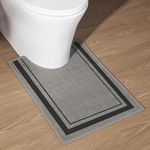 Miniatura 74 de chakme Juego de 2 alfombras de baño ultrafinas, absorbentes, antideslizantes, lavables a máquina, color beige oscuro, 17 x 24 pulgadas + tapete para