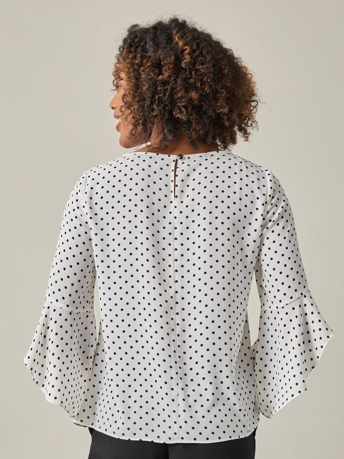 Kasper Womens Ruffle Sleeve, Dot Print Top - Image 3