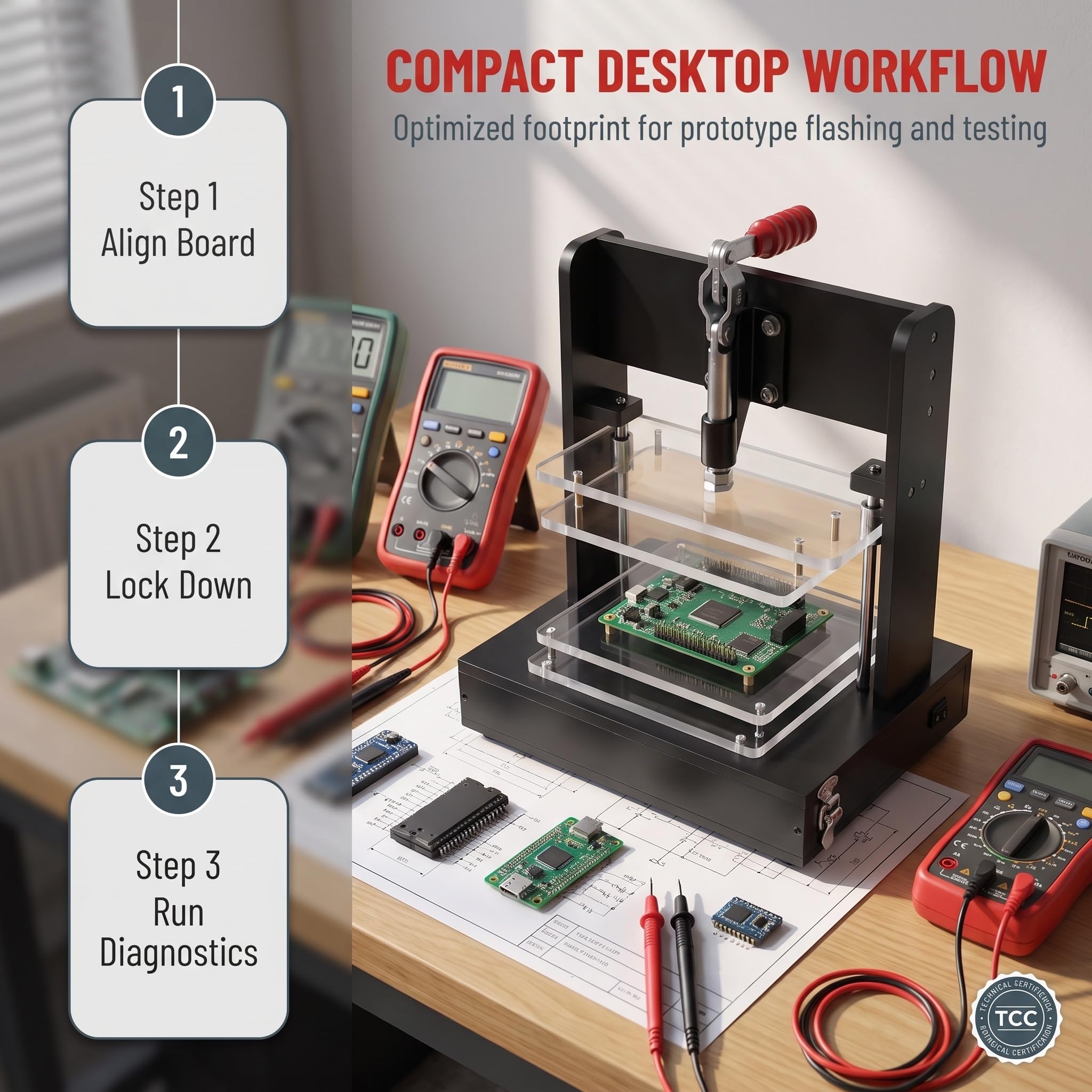Supporto Universale Per Test Manuali Di Pcb Vuoti Con Base A Valigetta, Telaio Di Test Vuoto A Pressione Rapida Con Piastre In Acrilico Trasparente, Per Configurazioni Di Test Di Circuiti