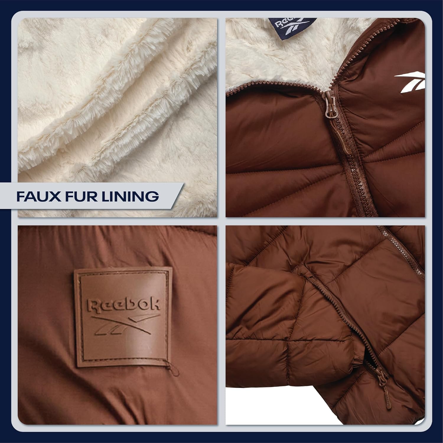 Reebok Womens Puffer Jacket - Heavyweight Quilted Parka Winter Coat - Fully Faux Fur Lined Ski Jacket for Women - Image 4