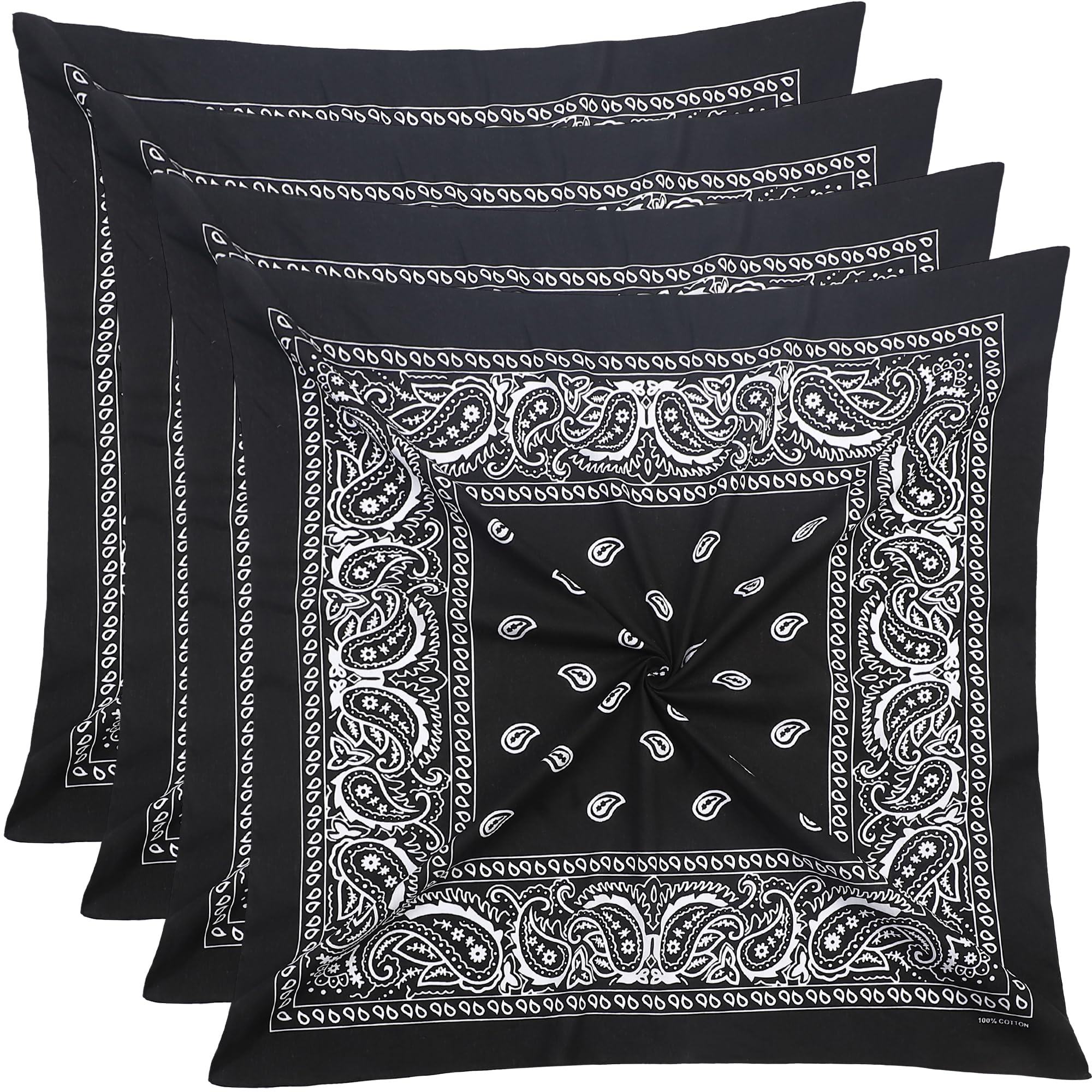 Mochabao 100% Cotton 27" x 27" Large Bandanas for Men &amp; Women, Multi-Purpose Bandana Headbands, Square Head Scarf