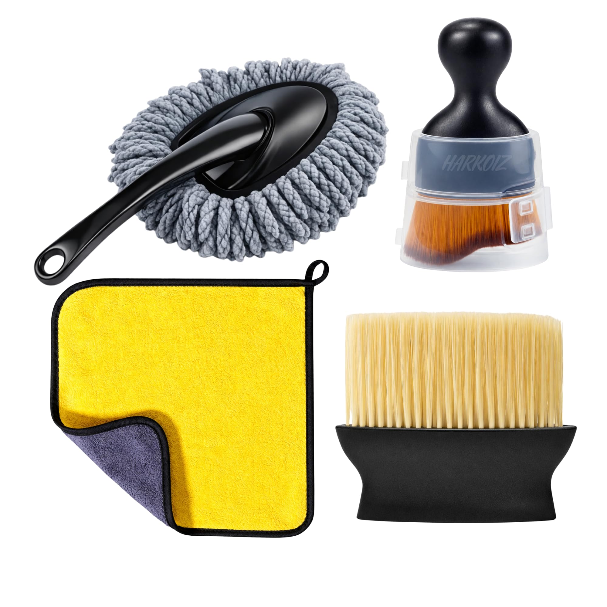 4 PCS Car Cleaning Kit Combo with Microfiber Duster, Detailing Brushes & Premium Microfiber Cloth | Scratch Free Car Interior & Exterior Cleaning Kit for Dashboard, AC Vents, Seats & Body-image-48