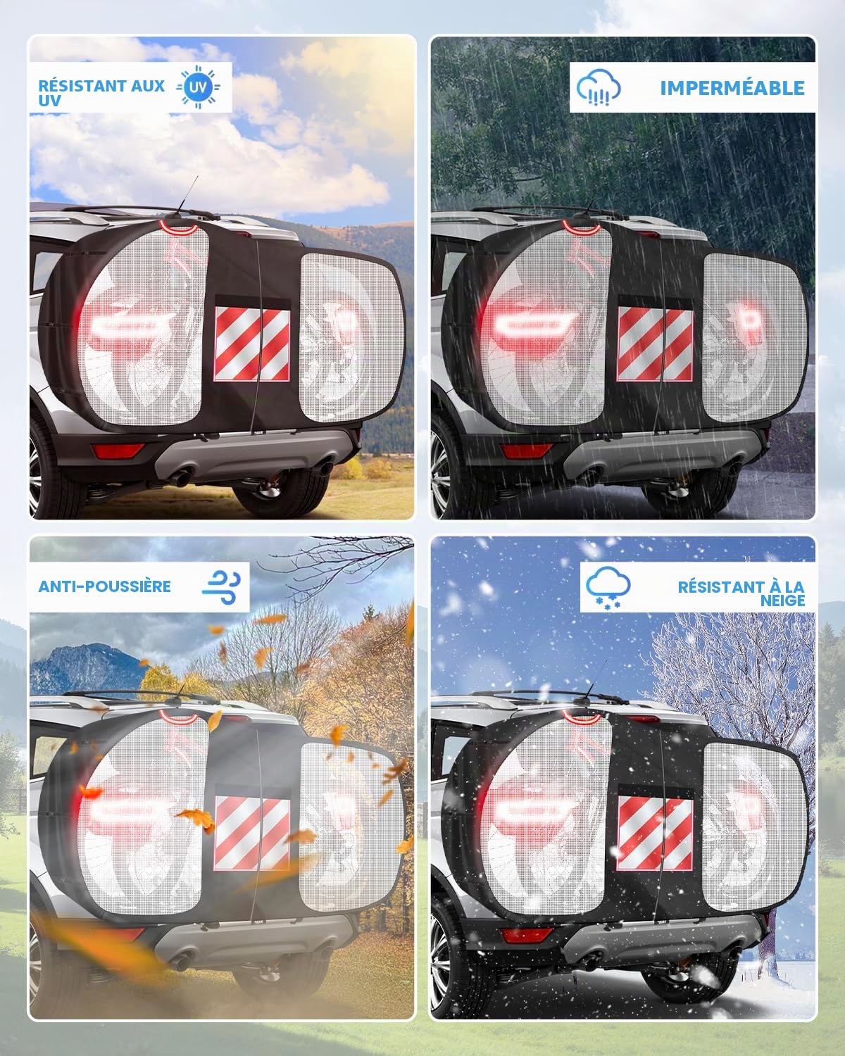 SUPAREE Housse Velo Exterieur Protection Housse de Vélo Transport Bache Protection 3 Velos 420D Impermeable Feux Arrière Visibles pour Voiture Voyages