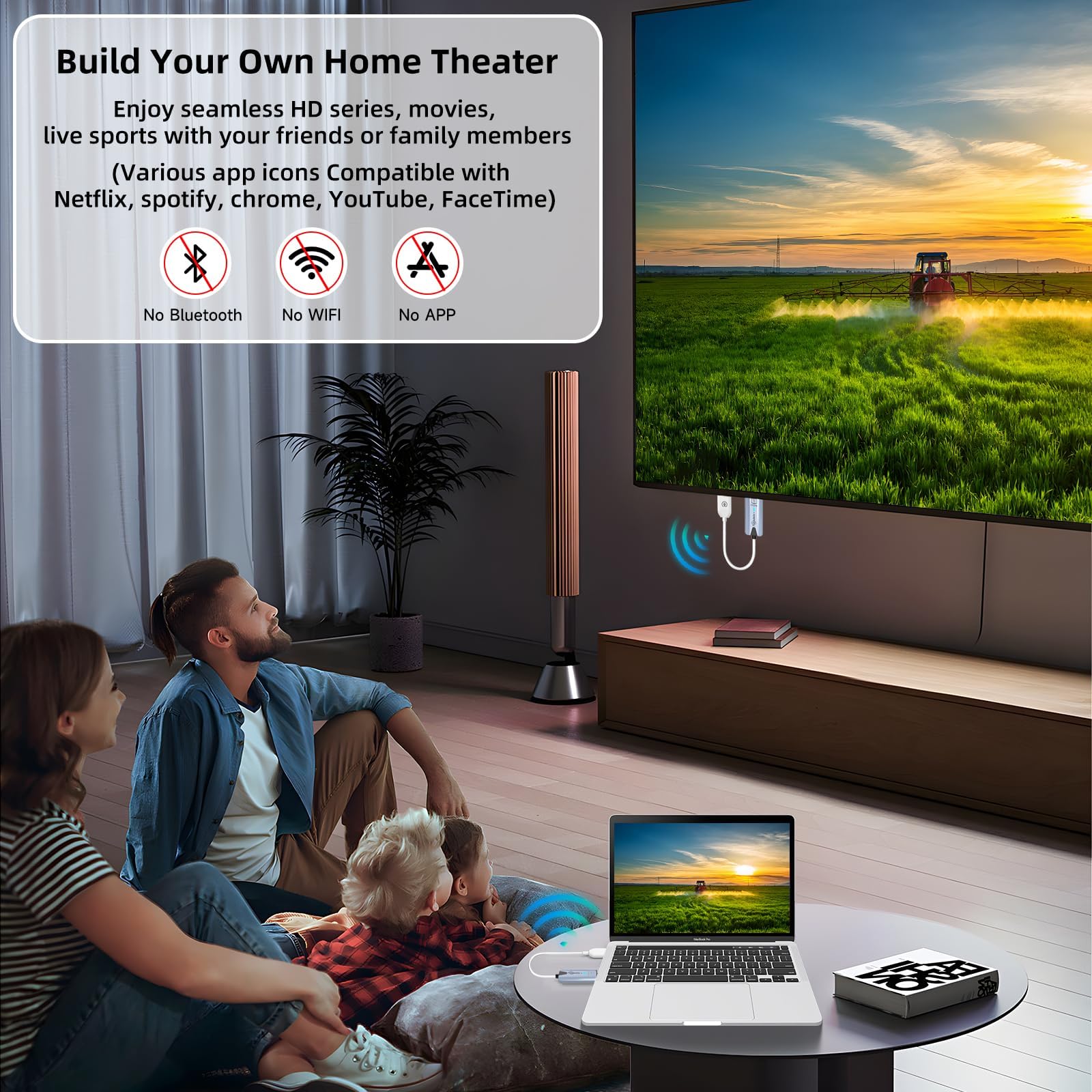 Émetteur et récepteur HDMI sans fil améliorés 2024, 50 m, Plug & Play, kit d'extension HDMI sans fil 2,4 G/5G pour bureau, PC, TV Box, PS5/4 vers TV/moniteur/projecteur.