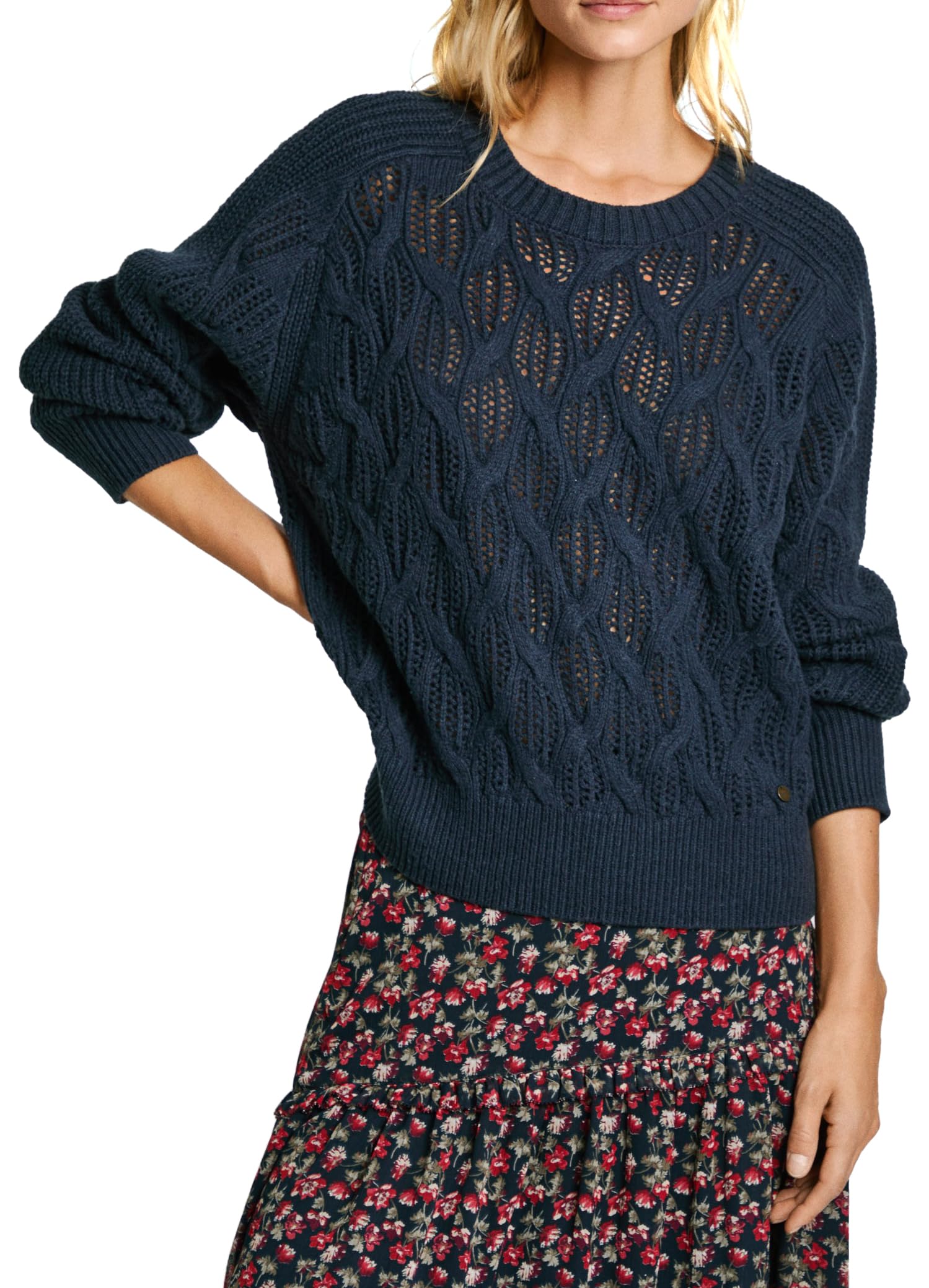 Pepe Jeans Women's Hedra Crew, Knitwear, Blue, S