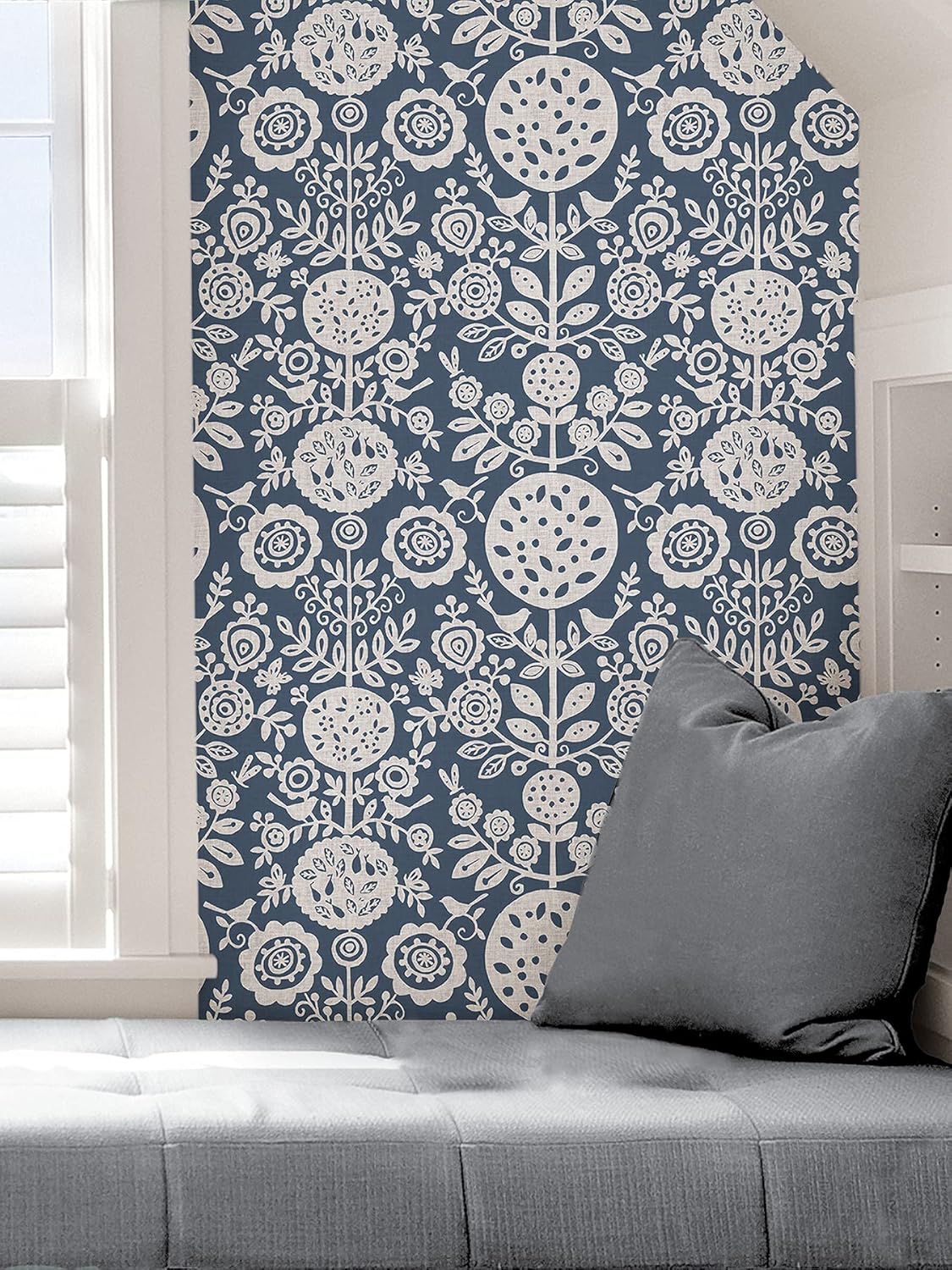 NuWallpaper NUS4031 Navy Anya Peel & Stick Wallpaper, Blue