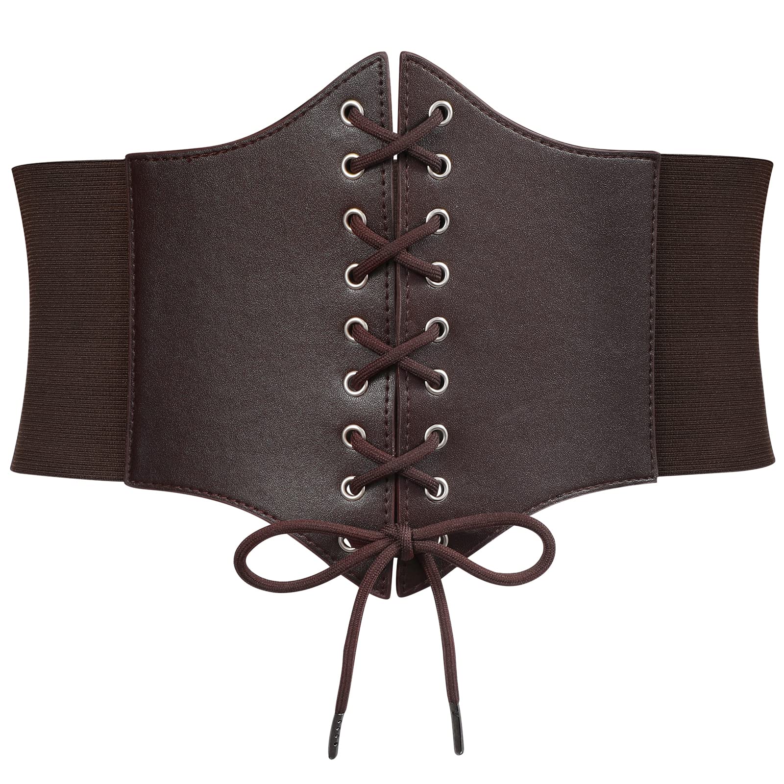 WERFORU Women's Elastic Corset Belt Retro Wide Stretchy Tied Waspie Lace up Waist Belt
