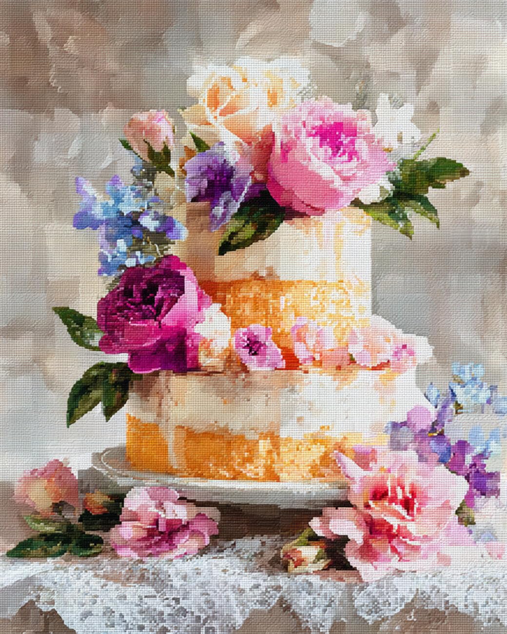 RKFLGEW DIY Bead Embroidery Kits Cakes and Flowers 50x70cm