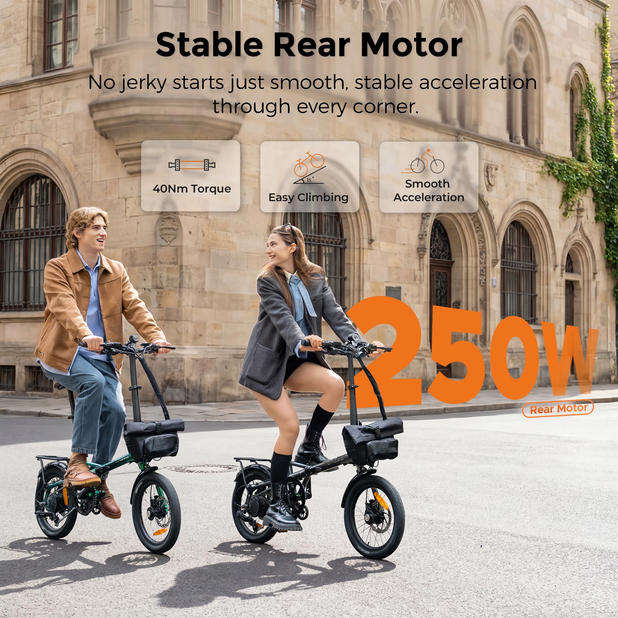 ENGWE ZIP Bici Elettrica Pieghevole, E-Bike Urbana Leggera da 16,9 kg, Autonomia di 120 km (PAS 1), Batteria Rimovibile da 36 V 10 Ah, Motore da 250 W, Sensore di Coppia e Freni Idraulici