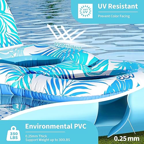 Miniatura 4 de Flotadores de piscina para adultos, tumbona inflable con soporte para bebidas, viajes, piscina, playa, lago, natación, balsas flotantes de agua