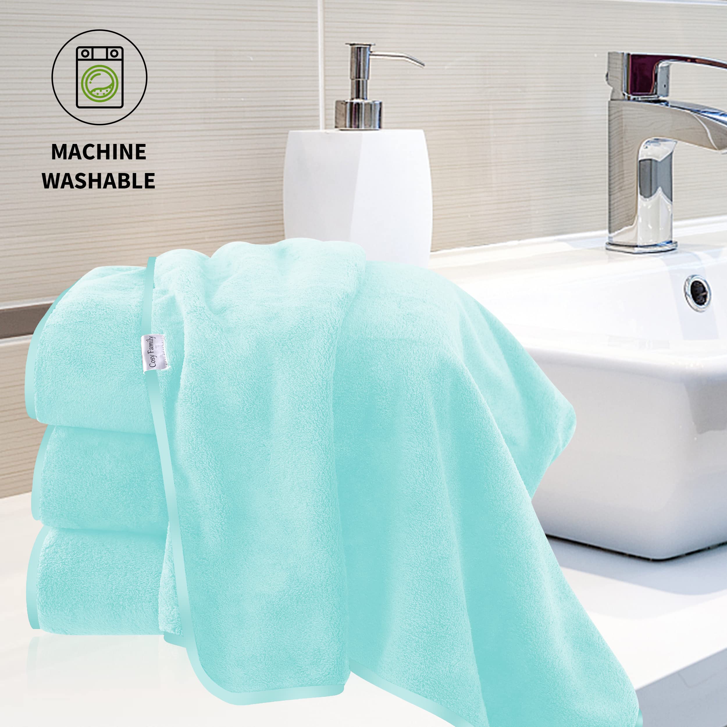 Cosy Family 4-Pack Microfiber Bath Towels – Ultra Soft, Quick Drying, 27x54 Inches, Lightweight