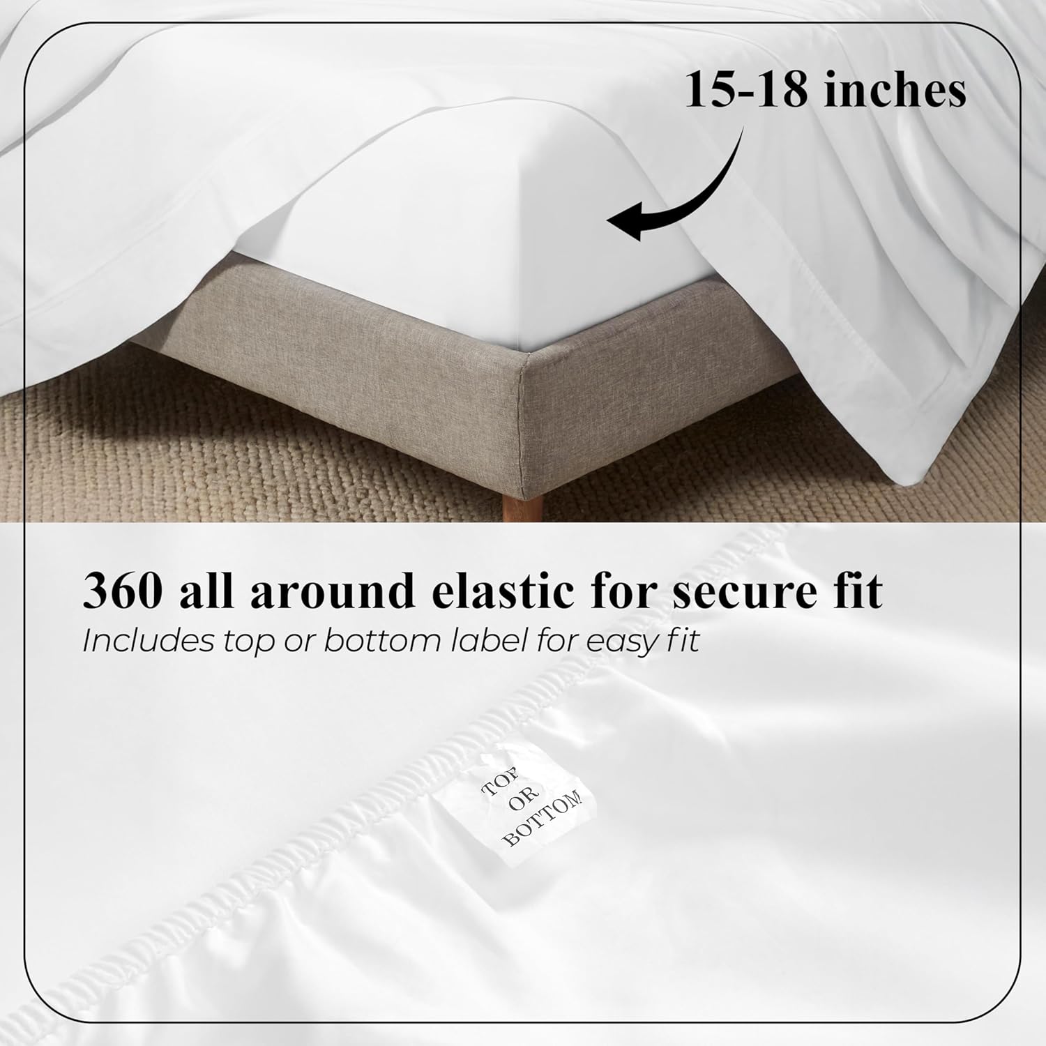 Superior Apus Cotton Sheet Set, Sateen Weave, Soft Bedding, Modern Luxury, Comfortable, Easy Care Home Decor Essentials, Solid Design, 15" Deep Pocket Sheet Set, Twin, White