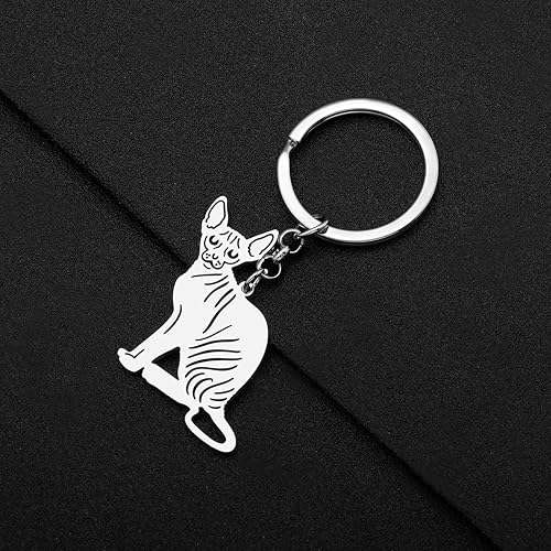 Miniatura 4 de Lindo llavero de acero inoxidable con diseño de gato para mujeres y niñas, llaveros de gato, monedero, llaves de coche