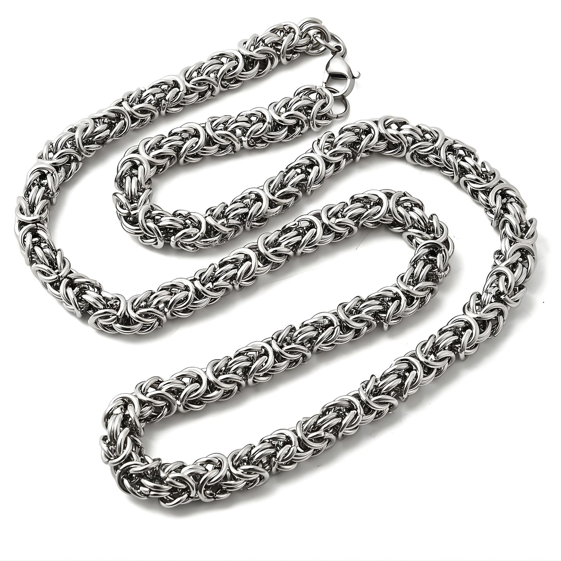 The BØSSA' Chainmaille Weave Byzantine Chain Necklace for Men | Anti-Tarnish Hip-Hop Necklace | Stainless Steel Silver Finish | Trendy Streetwear Jewelry for Boys & Men | Durable, Rust Resistant (NK1575) 1 Pc-image-10