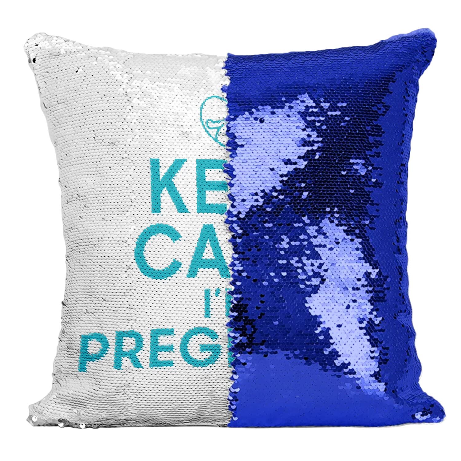 Coussin Sequin Future Maman : partagez le bonheur d'être enceinte en bleu