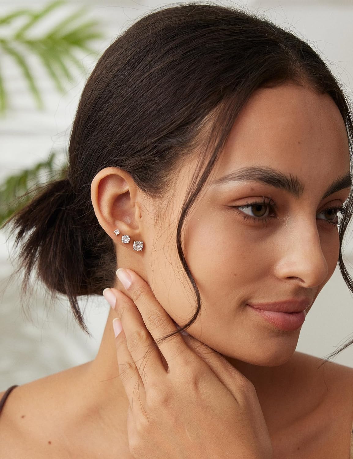 6 Pairs Stud Earrings Set, Hypoallergenic Cubic Zirconia 316L Earrings Stainless Steel CZ Earrings 3-8mm - Image 4