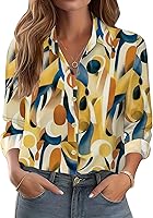 Vista 23 de Zeagoo Camisas con botones para mujer elegantes con estampado floral de manga larga blusa casual de negocios tops de trabajo