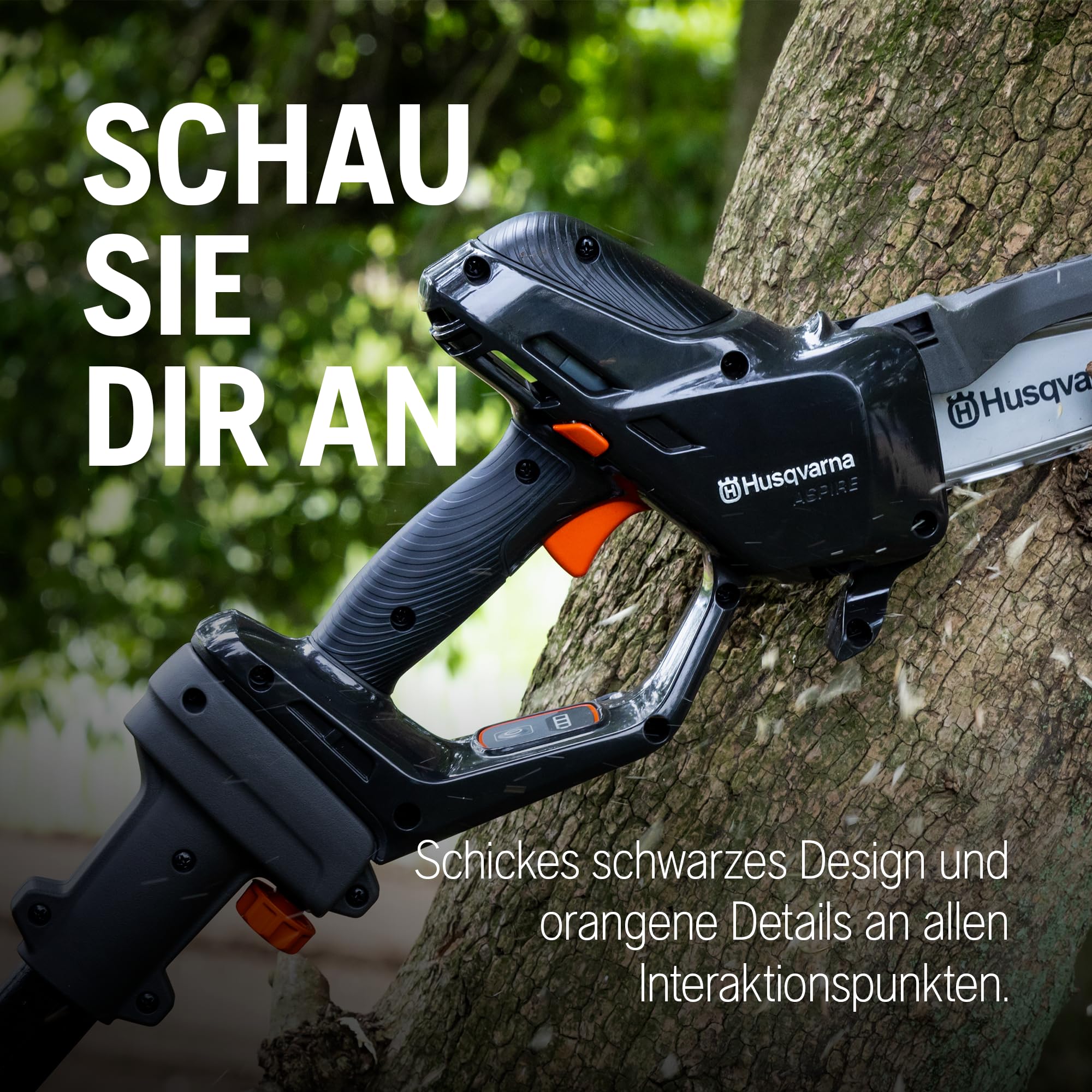 Husqvarna Mini Pilarka Akumulatorowa Aspire P5 z Wysięgnikiem | I nasadka na wysięgnik P4A, wydajna piła do gałęzi do 75 mm
