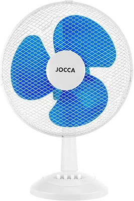 Jocca – Ventilador de Sobremesa 30 cm | 3 Velocidades | Oscilación | Cabezal Reclinable | 3 Aspas Aerodinámicas | Bajo Consumo 40W | Diseño Compacto y Silencioso