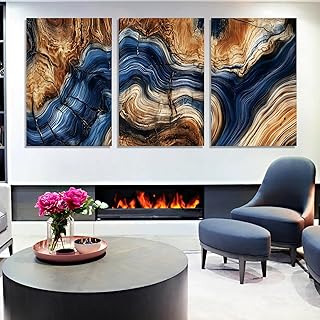 Yemwot Tree Ring Canvas Wall Art, Wood Stump Canvas Wall Art, Tree Pictures Print Decor, Set of 3 Oak Wood, Stump Trunk Painting, Nature Print Art for Living Room, Bedroom, Office (16" x 24" x 3 pcs)