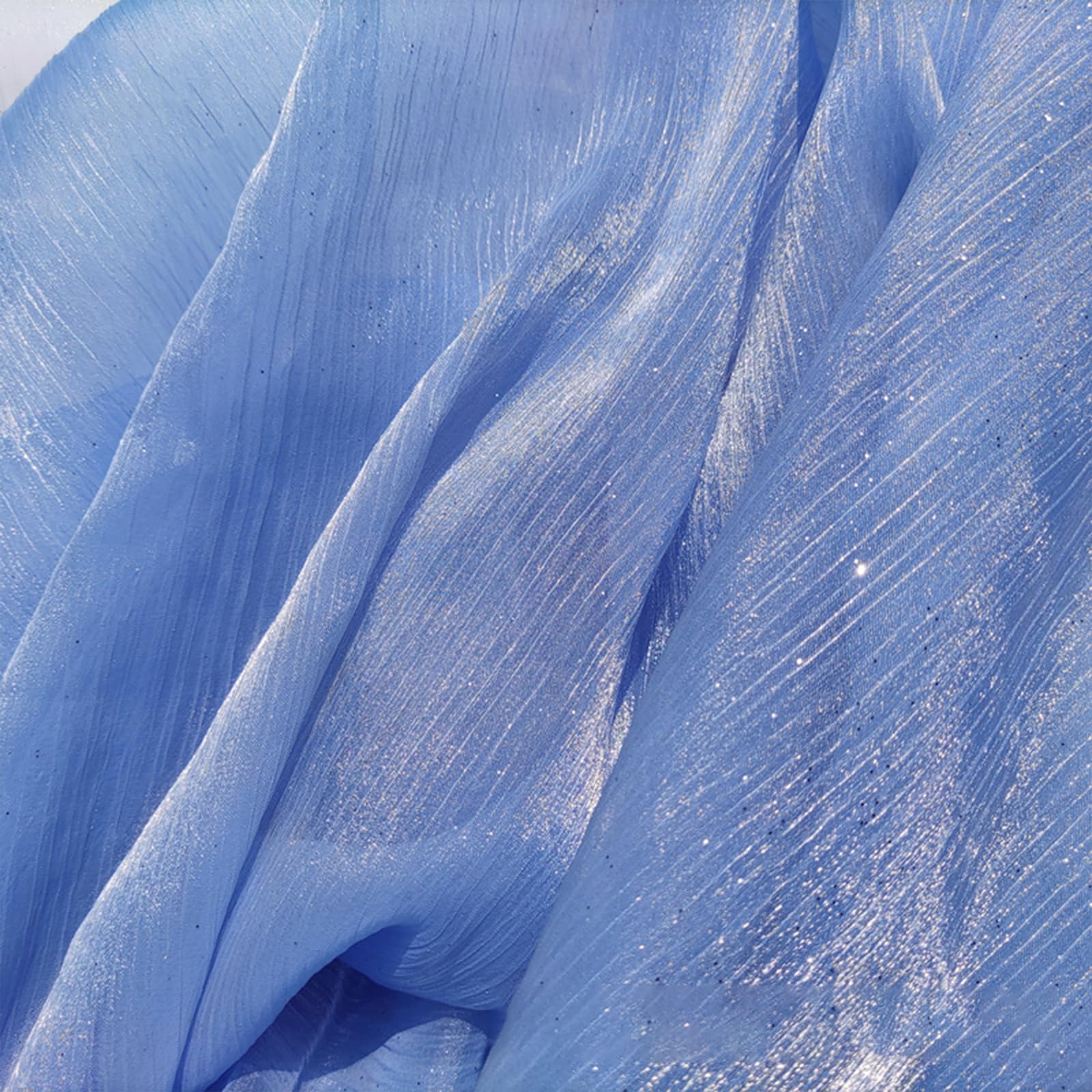 Organza Lace Voile Fabric, Iridescent Organza Tulle Fabric Multicolor 1.5x1M(Blue)