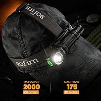 Vista 7 de sofirn Linterna frontal recargable HS40 de 2000 lúmenes, linterna de cabeza súper brillante con LED SST40 de 6500 K, resistencia al agua IPX8, tapa