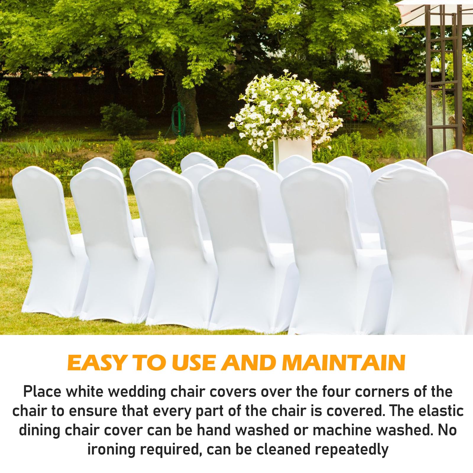 Couverture Housses de Chaise Mariage, 10 Pièces Housse de Chaise Extensible, Lavable Universel Housses de Chaise de Salle à Manger, Housse de Salle à Manger pour Mariages Banquets Cérémonie Hôtel