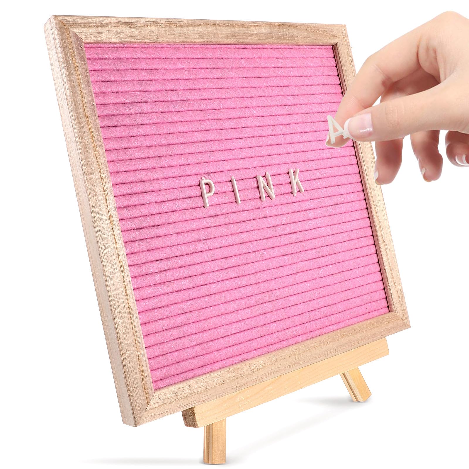 Alipis Tableau à Lettres et Support Chevalet en Bois en Feutre Double Face en Bois avec Lettres Personnalisables pour Présent de Naissance ou Décoration Chambre Fille