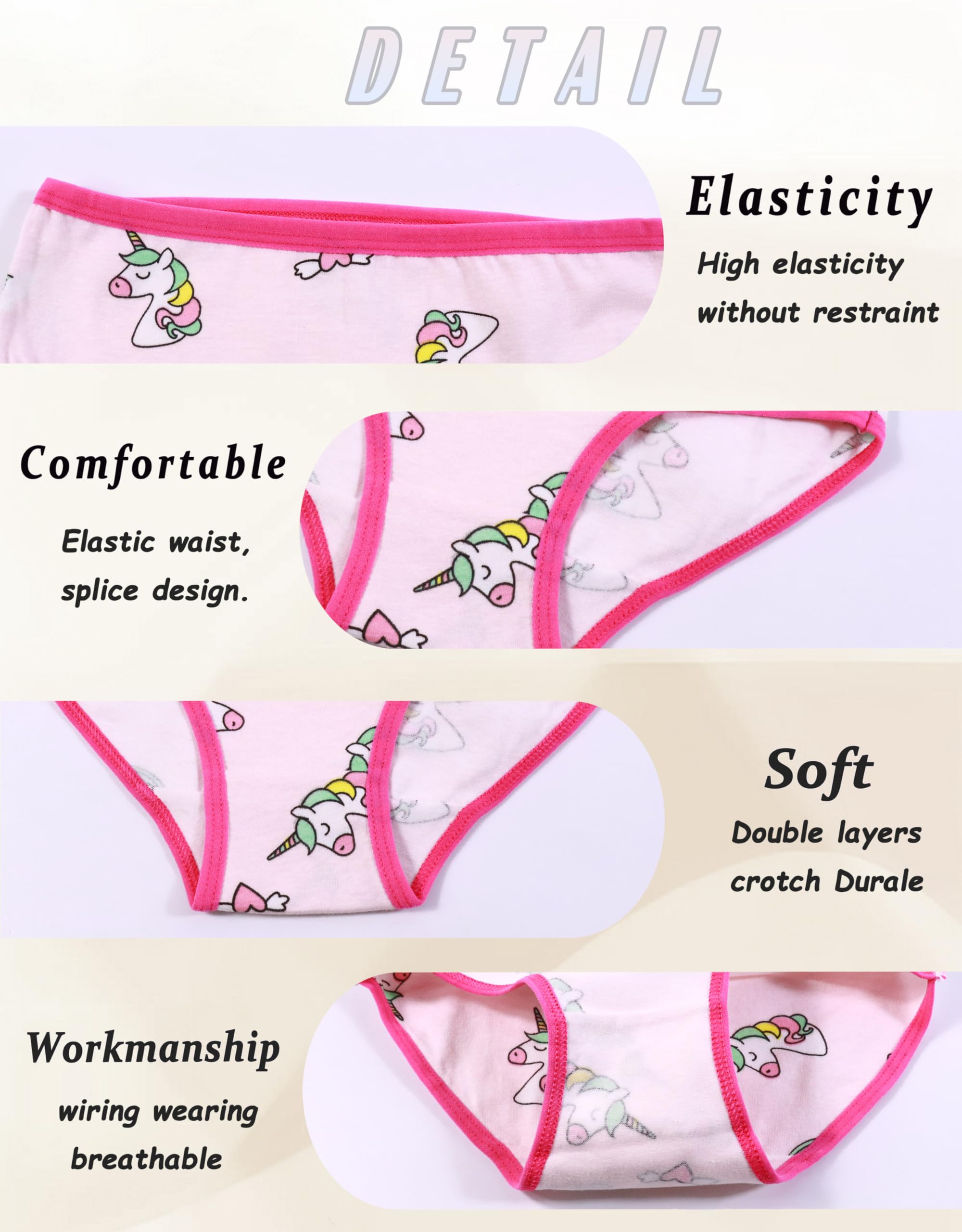 Sladatona Ropa interior suave para niñas y pantitas cómodas