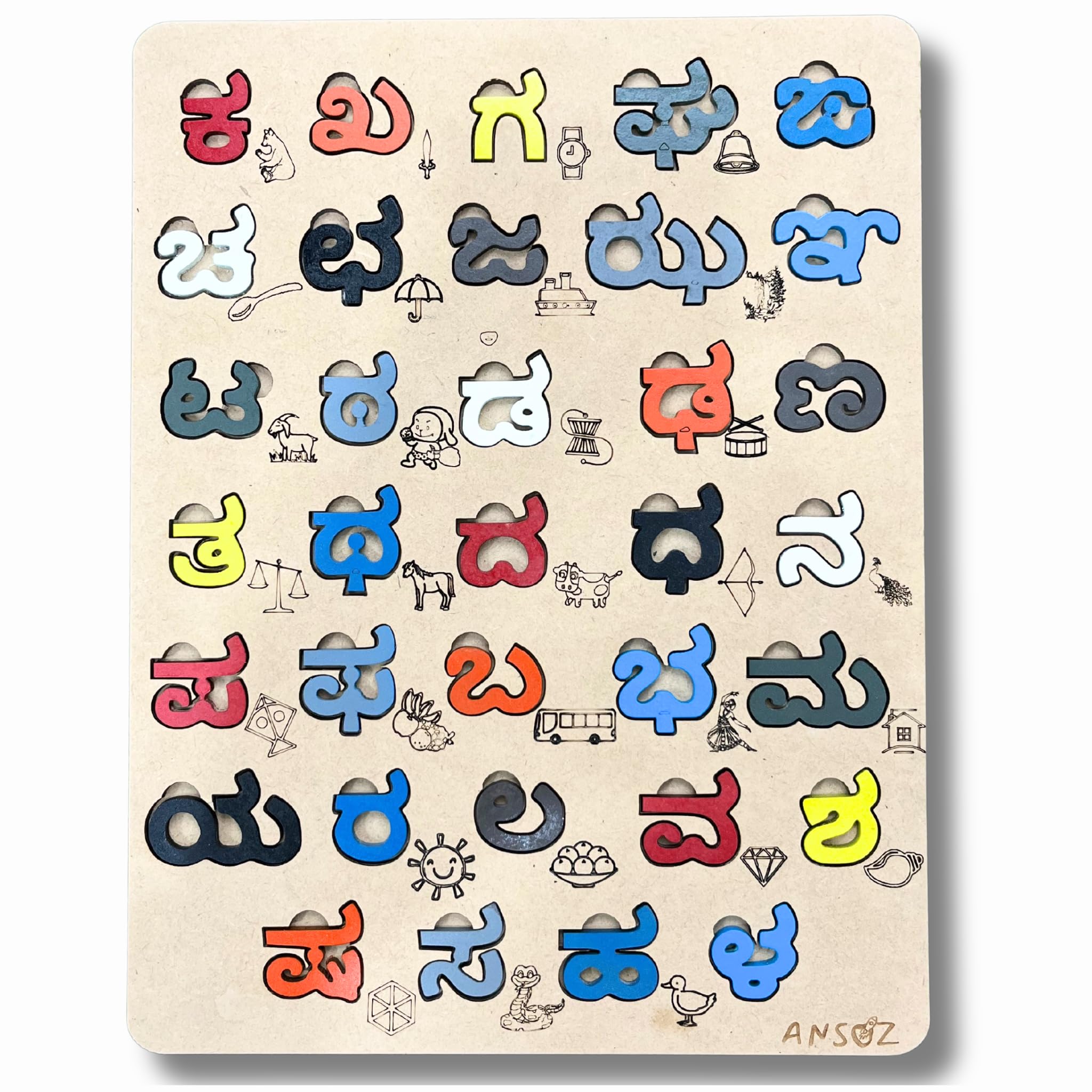 Ansoz Wooden Kannada Alphabet Puzzle Board,Educational Puzzle, Learning Aid for Boys & Girls. (B0CZ9L83Q3) Amazon Price History, Amazon Price Tracker