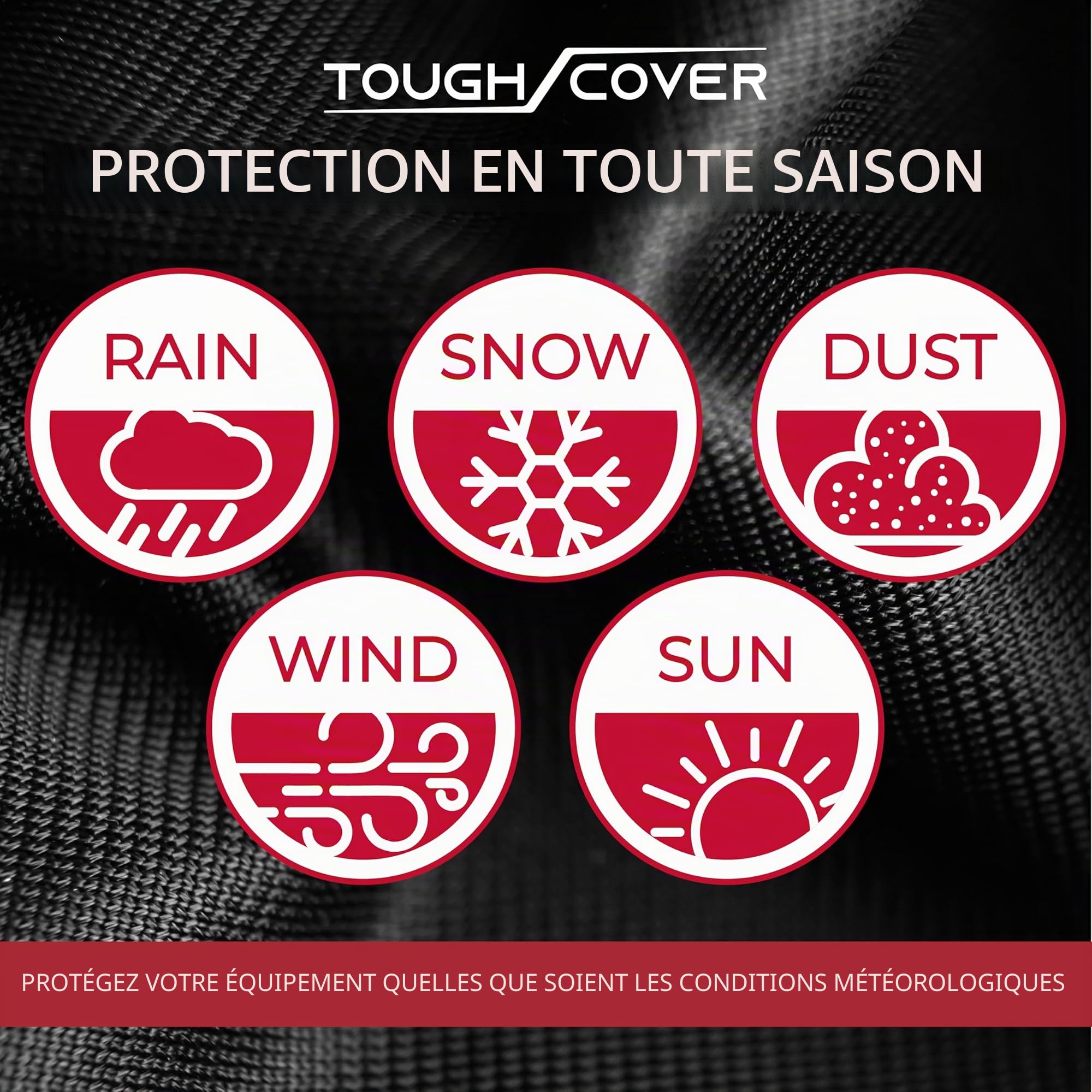 Tough Cover Housse de tondeuse à gazon Extreme Conditions - Tissu certifié imperméable 600D de qualité marine - Ajustement universel - Protège contre l'eau, les UV, la poussière, la saleté, le vent