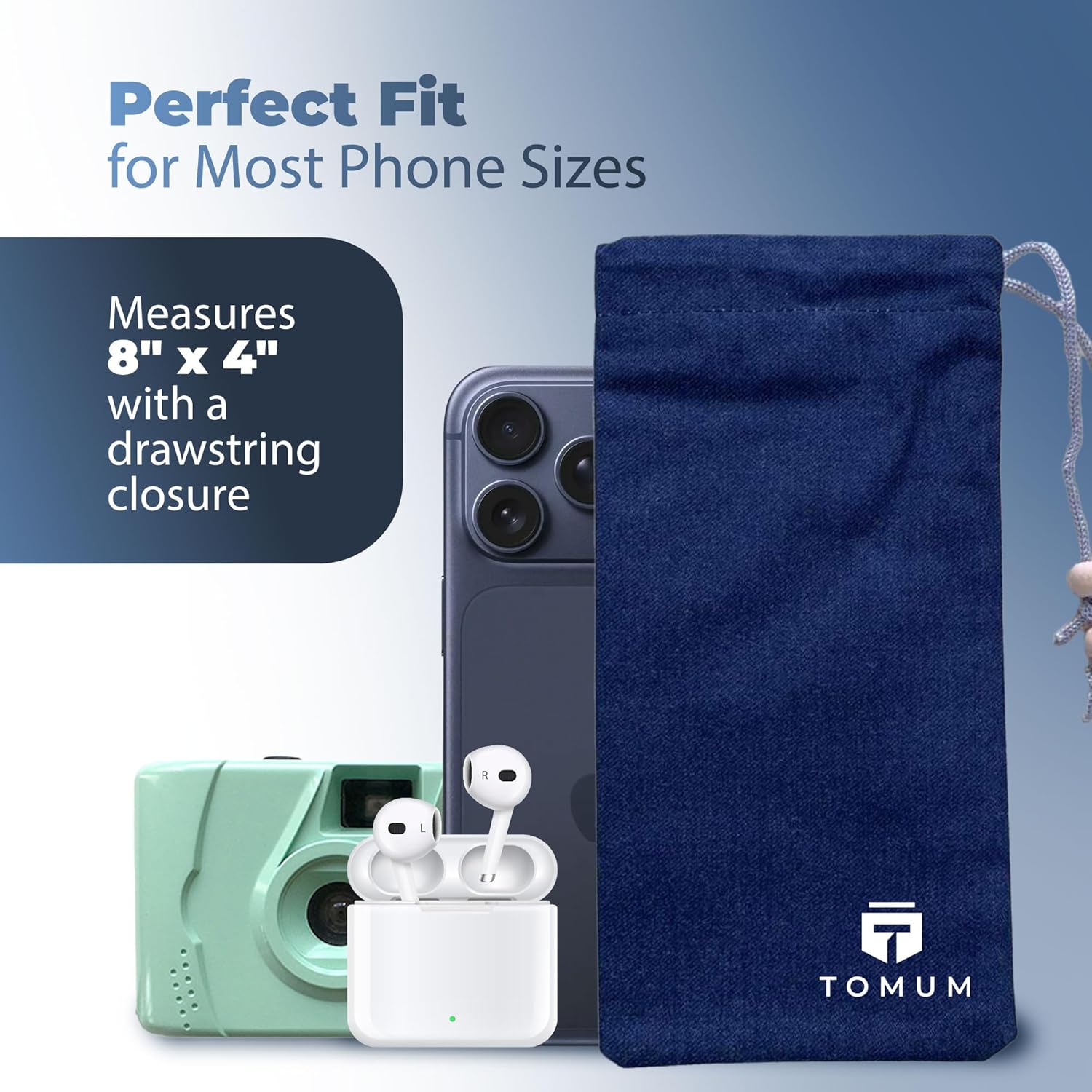 TOMUM EMF Shield Sleeve for Cell Phone - EMF Protection Smartphone Pouch - Anti EMP Bag - Signal Reducing Case for Radiation EMP 5G RFID Blue (2 Pack)