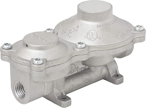 Flame King Regulador LP de propano de 2 etapas montado verticalmente de 160,000 BTU para caravanas, furgonetas, remolques, cámperes, tanques de 100