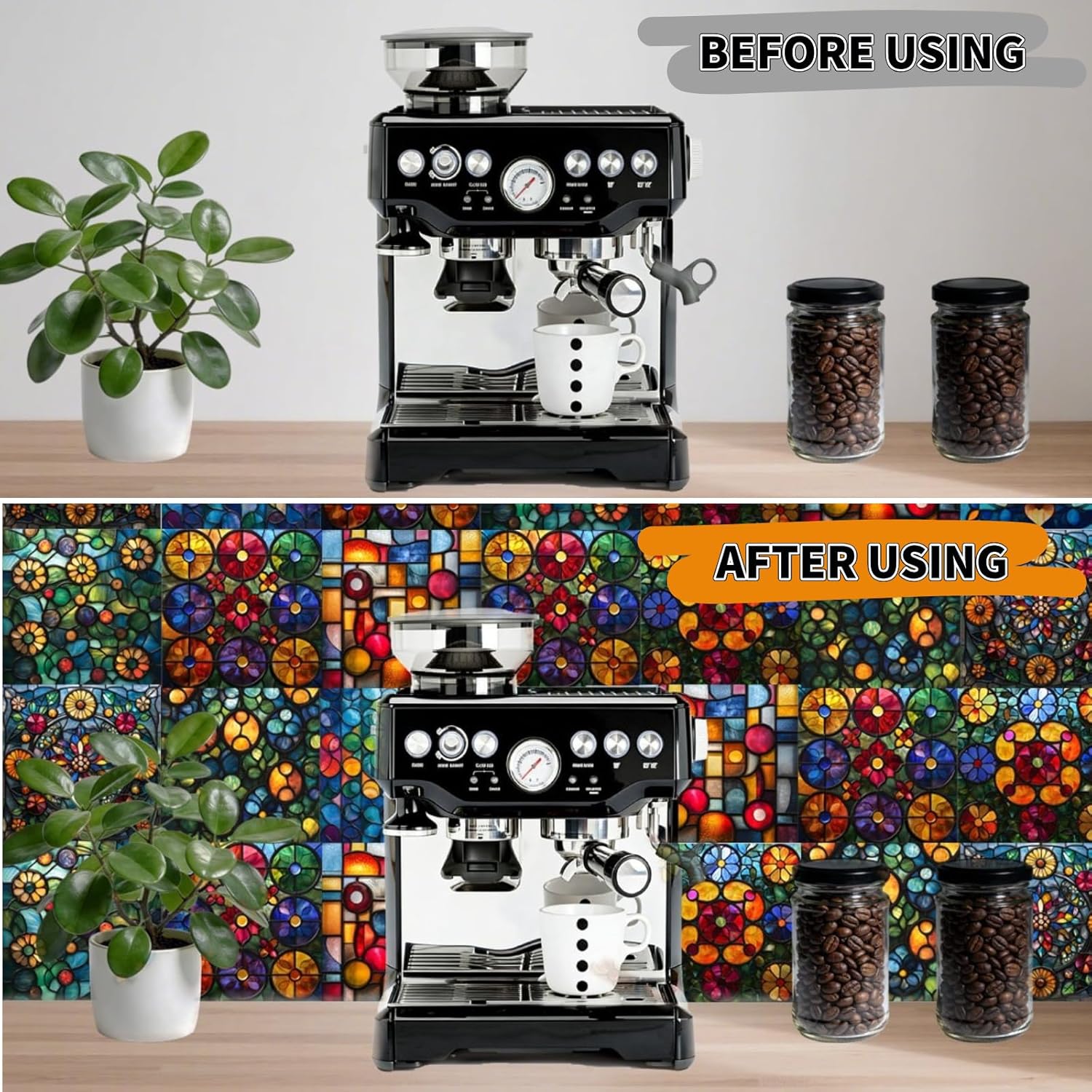 24 PCS Talavera Peel and Stick PVC Tile Stickers – Waterproof Backsplash Wall Decals for Kitchen & Bathroom Removable Vinyl Tile Decals Easy DIY Home Decor (Style D, 4x4 Inch)