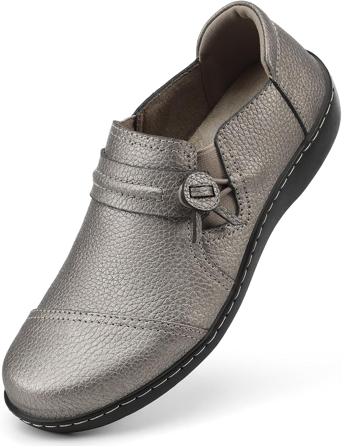 LAZYPOP Women's Classic Comfort Leather Loafers Cute Slip-Ons Casual Dress Shoes Lightweight Walking Flats Everyday Work Shoes