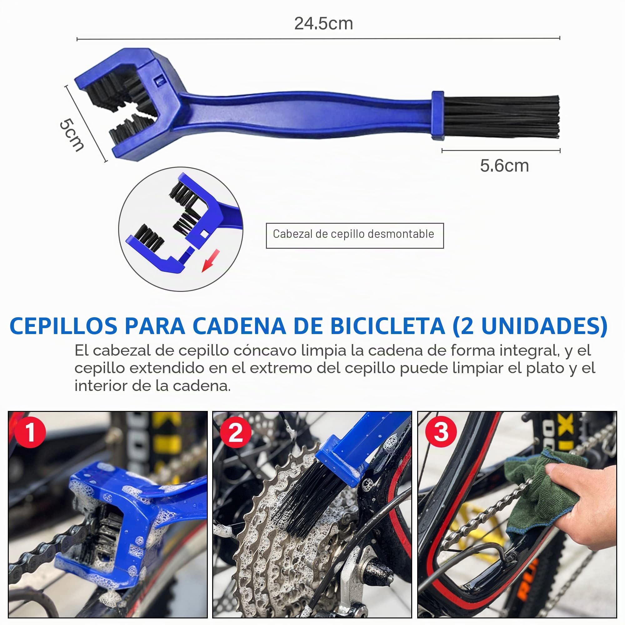 WEIDMAX Kit de Lubricante Cadena Bicicleta, 6 en 1 Kit de Limpieza de Bicicleta con Grasa Cadena Bicicleta Biodegradable 100 ml, Spray Limpiador De Bicicleta 300 ml, Grasa Cadenas MTB con Cepillos