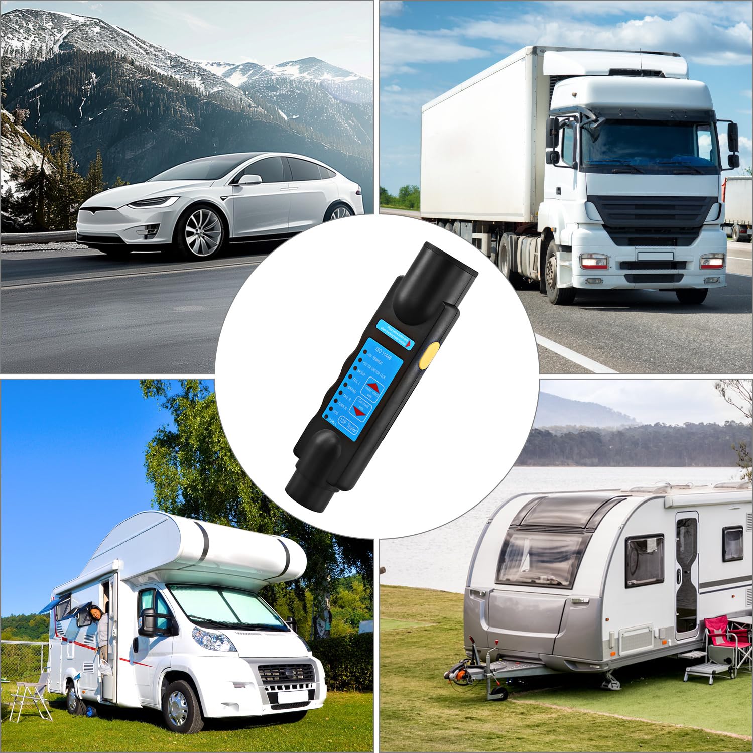 QWORK® Herramienta de Prueba de Remolque de 13 Pin 12v - Comprobador de Circuitos de Iluminación, Compatible Voitures, Camions, Camping-Cars