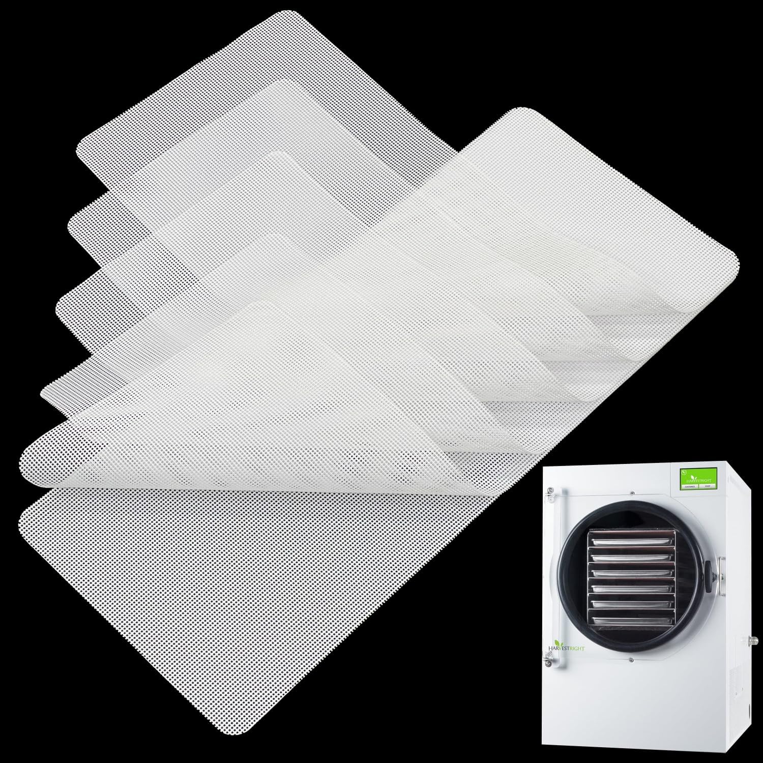 GUCUJI Silicone Mesh Mats for Harvest Right Freeze Dryer (Large 6 Trays), Non-Stick, Reusable, Easy to Clean, Food Grade BPA Free, 6Pcs