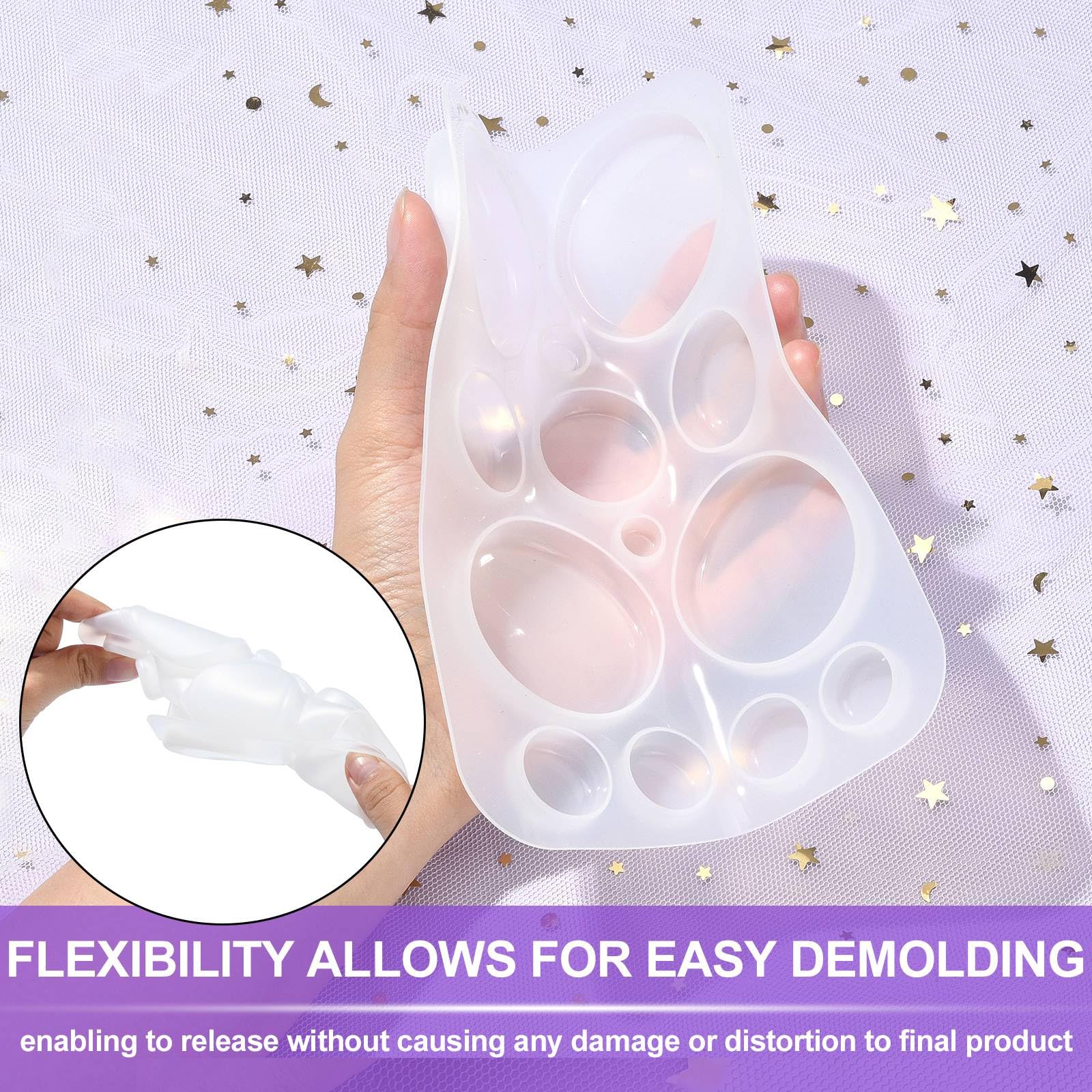 UR URLIFEHALL 5 Pcs Silicone Flat Round Mould Cabochon Moulds Resin Jewellery Moulds for Handmade Gift Resin Craft DIY Onament Jewellery Making - Image 3