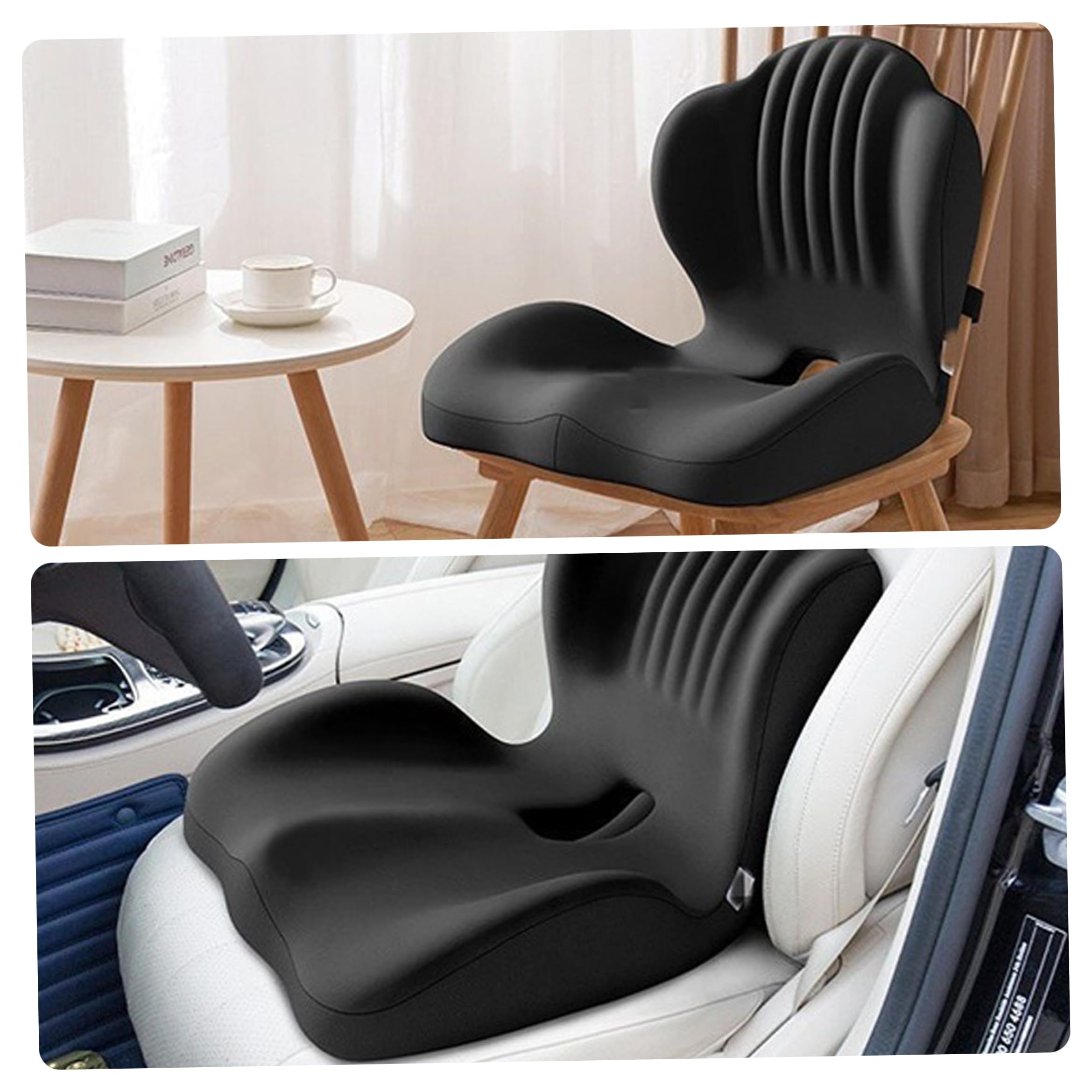 Cuscini per sedile posteriore, cuscino ortopedico, cuscino per sedile ergonomico in memory foam a forma di L con cavità nel coccige, cuscini per sedia da ufficio per comfort lombare e posteriore, ner