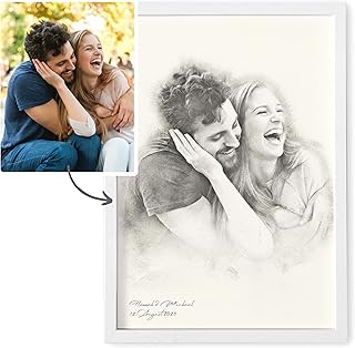 Foto im Stil einer Bleistiftzeichnung von Foto Bild personalisiertes Portrait im Look einer Bleistift Zeichnung Fotogeschenk Familie Geschenk Jahrestag Hochzeitstag (mit oder ohne Rahmen) (Mensch)