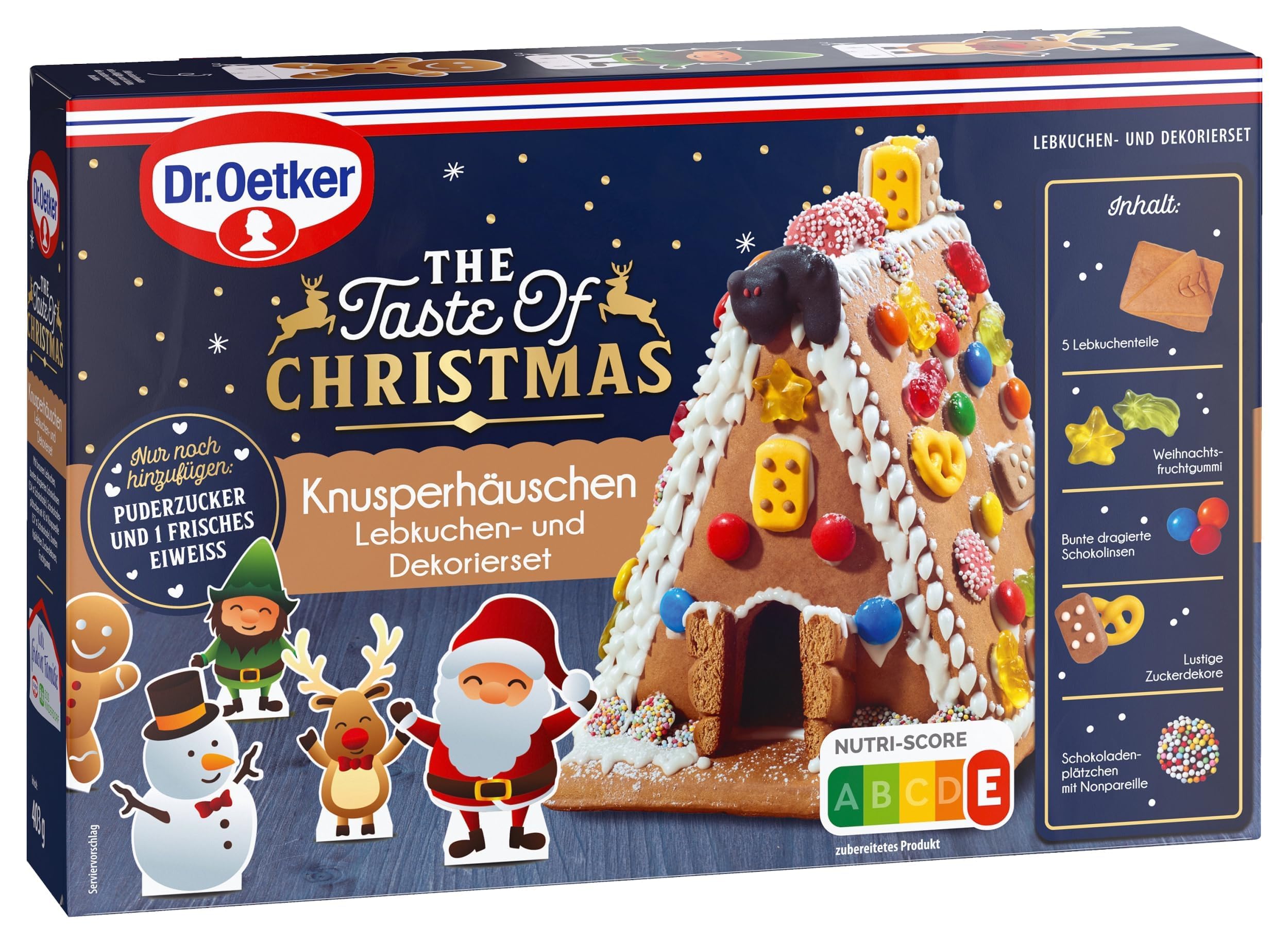 Dr. Oetker Knusperhäuschen - Set aus 4 Lebkuchenhäusern und Dekoriersets zum Basteln und Verzieren für die Weihnachtszeit - 4 x 403 g