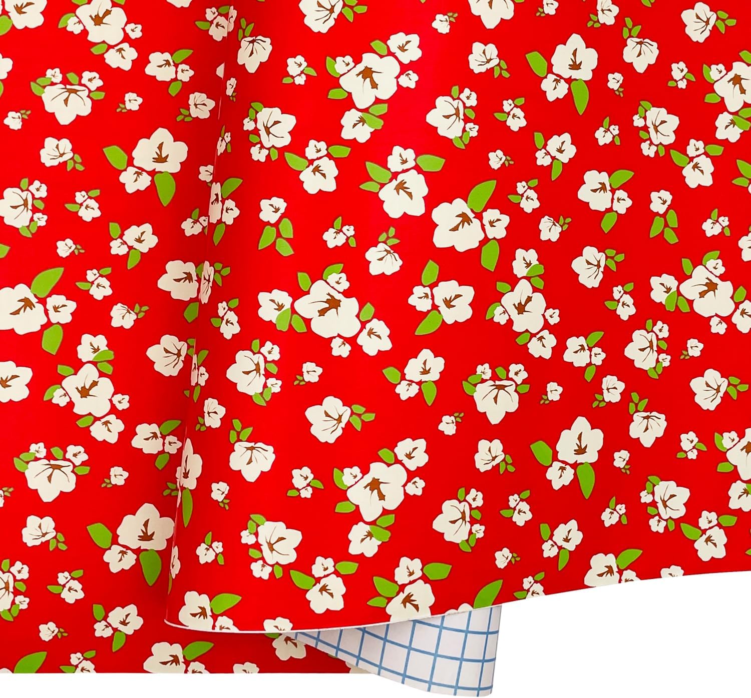 19.7 ft Red Wallpaper Roll Revamp Girls Makeup Box Manicure Nail Case Floral Shelf Drawer Liner Waterproof (M-236x17.7 Inch)