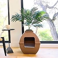 Vista 158 de Good Pet Stuff Kit original de caja de arena oculta y forro reutilizable, maceta redonda cerrada con plantas artificiales, sistema de filtro de olor