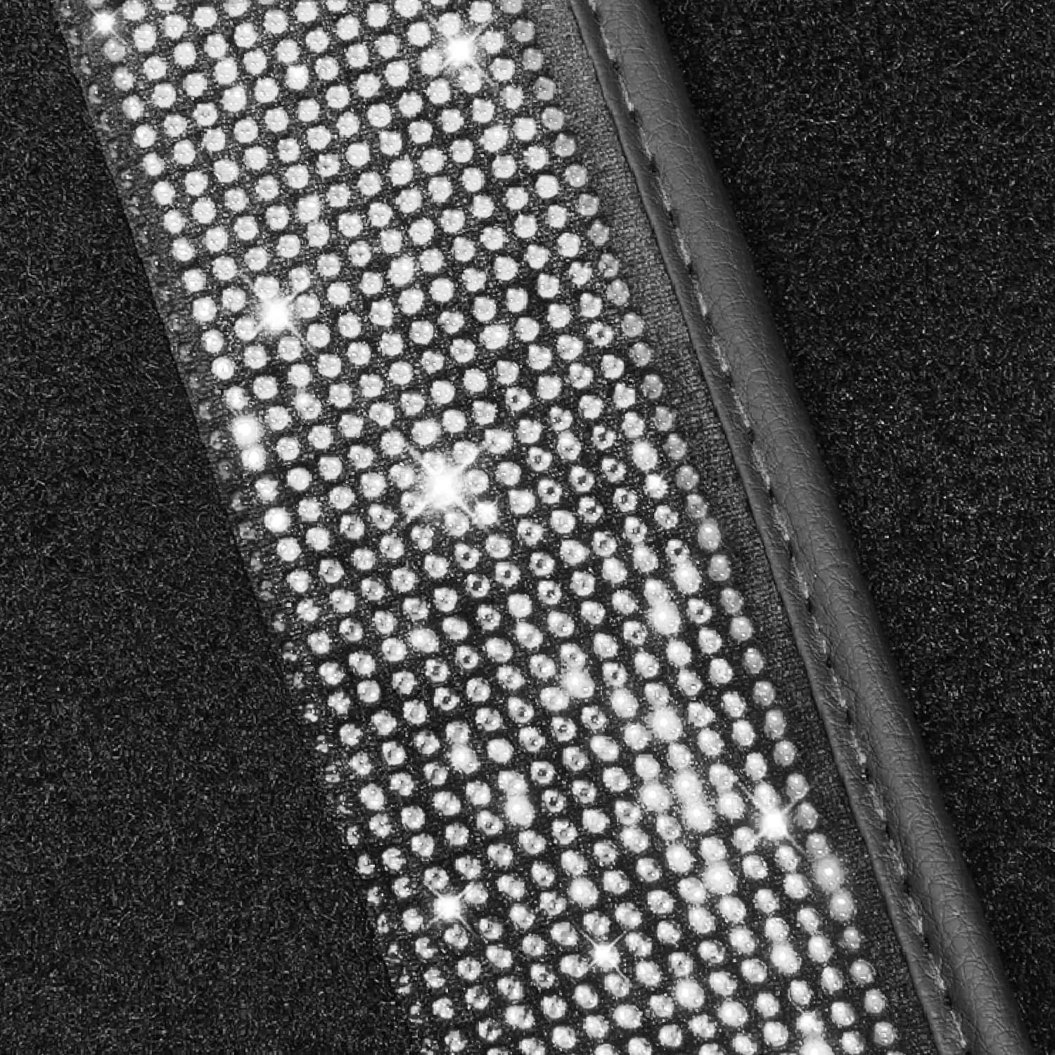 NBTEPEM Bling Car Floor Mats Full Set, Universal Fit Most Cars,SUV, Trucks, 4 pcs Sparkle Glitter Diamond Carpet for Women Girls with Anti-Slip Pad (Silver Diamond) - Image 6