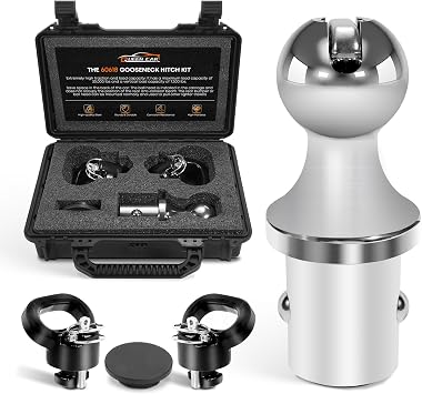Gooseneck Ball 60618 Puck System Gooseneck Hitch Kit Compatible with 2013-2024 Dodge Ram 2500/3500 2-5/16 Inch Gooseneck Ball for Truck Bed Safety Chain Anchors | 30000 lbsIncludes Box