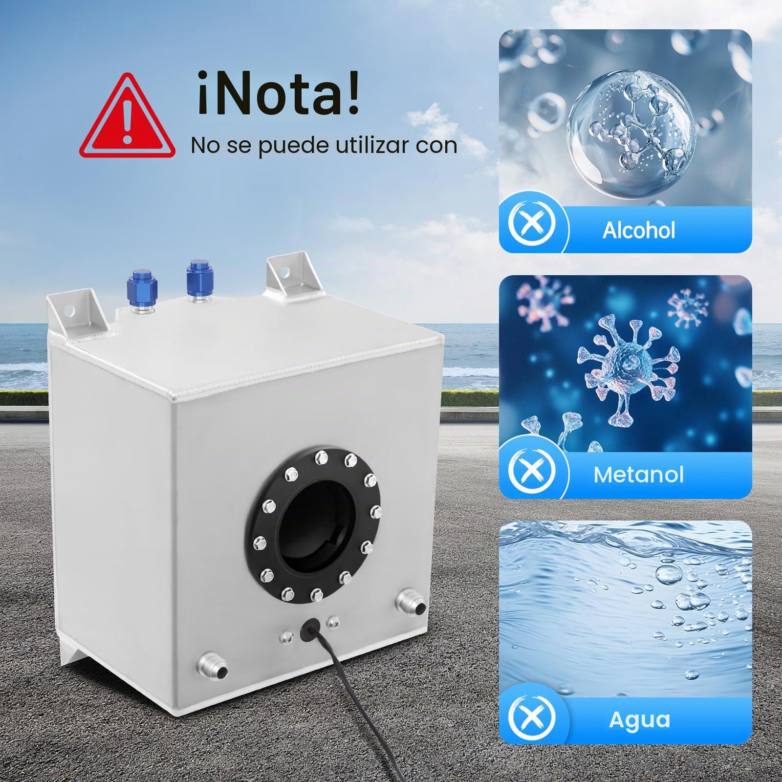 Depósito de combustible de 20 L, de aluminio, con sensor de nivel de aceite, capacidad de depósito de gasolina para automóviles, camiones y todoterrenos