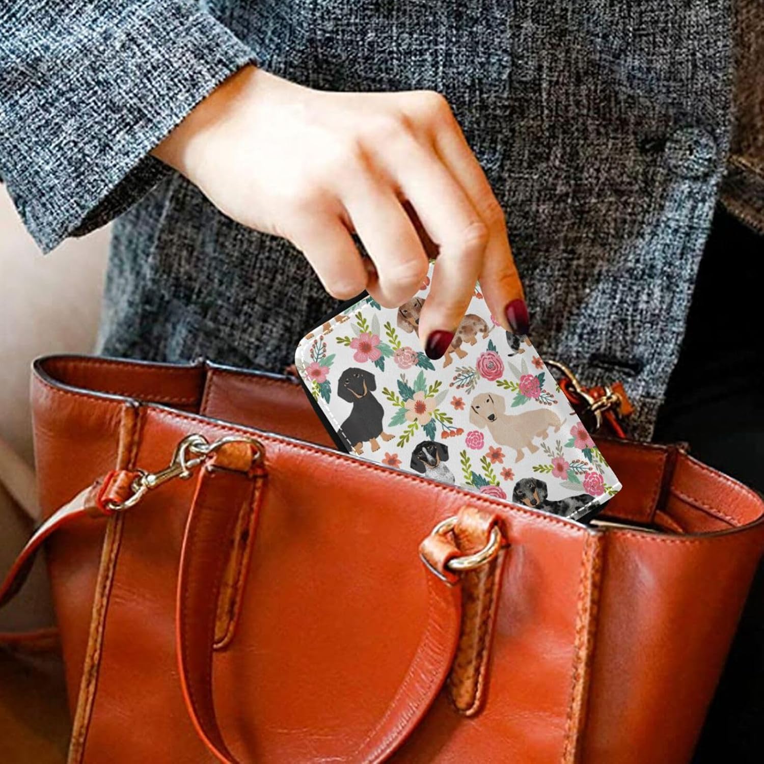 Dachshund Dog RFID Credit Card Holder Wallets Accordion for Women Leather Zipper Card Case Accordion Wallet for Ladies Girls - Image 6